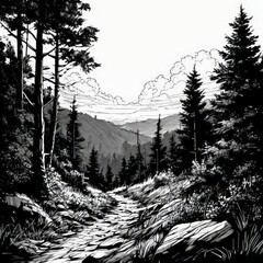 the AI Image Generator, Mountains - Zakopane in the winter - monochrome