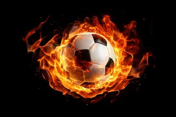 Fototapeta premium the AI Image Generator, Soccer Ball in the Air. Fiery Football in the air. Sports concept. High quality photo