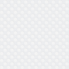 Closeup round large mesh with copy space. Perforated holes circle pattern. Seamless metal grille. White wire fence background.