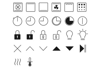 oven display icons set isolated outline stroke editable