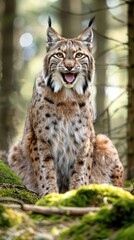 Naklejka premium Portrait of a Lynx in a Forest Setting