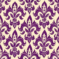 Fototapeta premium seamless pattern of hand-drawn fleur-de-lis designs, Generative AI