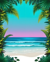 Obraz premium Tropical Beach Background Illustration 