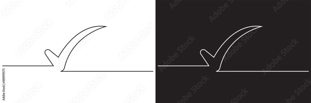 Wall mural continuous line drawing of checkmark. one continuous line tick. continuous line drawing of tick. che