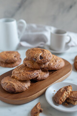 Freshly baked, chocolate chip cookies