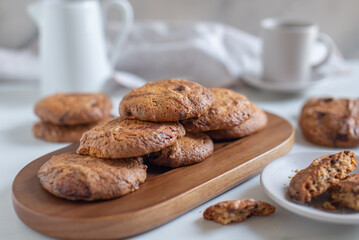 Freshly baked, chocolate chip cookies