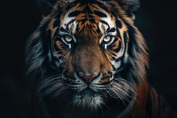 Fototapeta premium Close-Up Portrait of a Tiger's Intense Gaze