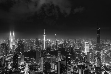 scenery kuala lumpur city in black and white.kuala lumpur is the city in the malaysia