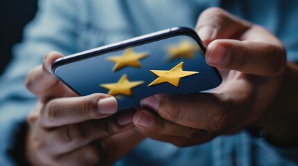 businessman holding a mobile phone with a map of the world