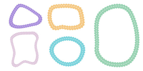 Hand drawn scalloped frames with dashed stitches.