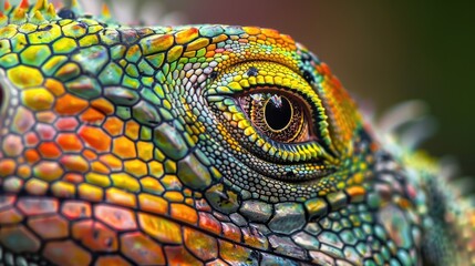 Fototapeta premium Close-up of a Vibrant Iguana Eye