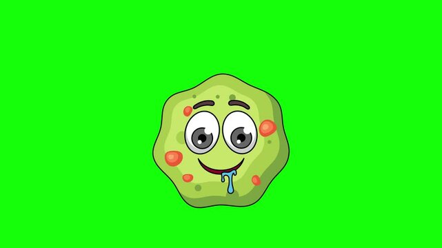 puke cartoon with a drooling face, emoticon animation