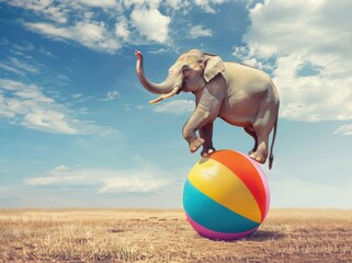 Elephant Balancing on a Beach Ball