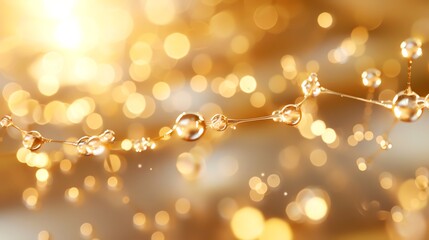 Stunning macro photography of water droplets on a spider's web, glistening in the sunlight.
