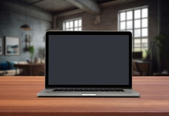 Fototapeta premium Laptop Computer with blank screen on the desk