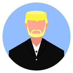 businessman illustration flat icon avatar adult man with very short yellow blonde hair and beard wear black jazz