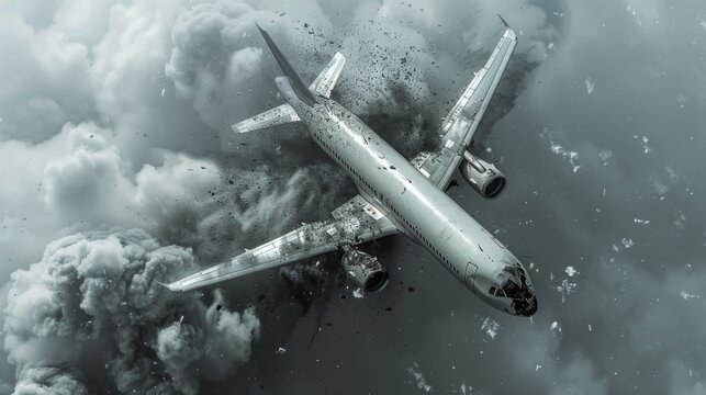 A plane is in the air with a lot of smoke coming out of it