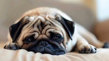 Obraz premium Pug: Known for their wrinkled faces and charming personalities, Pugs are affectionate and playful companions, adored for their adorable looks. 
