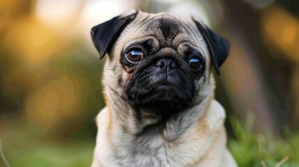 Obraz premium Pug: Known for their wrinkled faces and charming personalities, Pugs are affectionate and playful, making them beloved companions. 