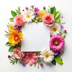 Fototapeta premium Charming card decorated with flowers on a clean light background, perfect for greetings, invitations,wedding or special occasions