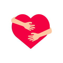 Hands Embracing Hugging Heart Icon Illustration