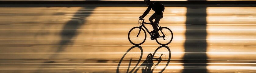Fototapeta premium Person riding a bicycle in a city, illustrating eco-friendly commuting