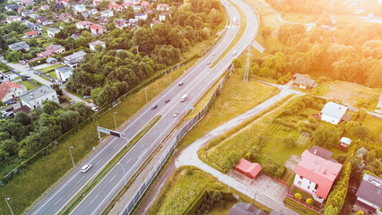 Highway Traffic Next to Noise Wall