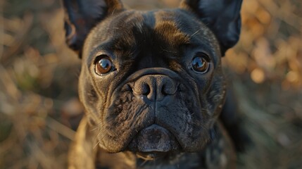 Fototapeta premium French Bulldog: Compact, muscular, and affectionate. Known for their bat-like ears and charming demeanor, French Bulldogs are delightful companions. 