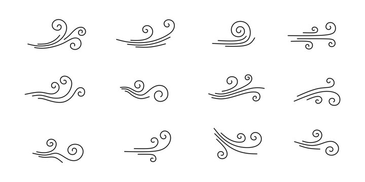 collection of wind blowing effects with editable strokes