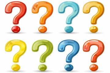 Question mark icon, quiz symbol, interrogation sign, simple rebus silhouette, questions emblem, faq set