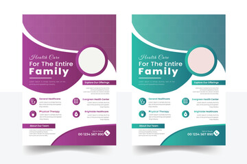 Corporate healthcare and medical cove a4 flyer design template for print, Corporate healthcare and medical flyer, Medical and healthcare square banner template design. White background.
