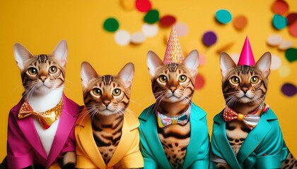 funny animals in party costumes, invitation card for party, birthday, carnival, company party, Banner