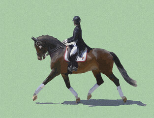 乗馬競技に向かう馬と騎手