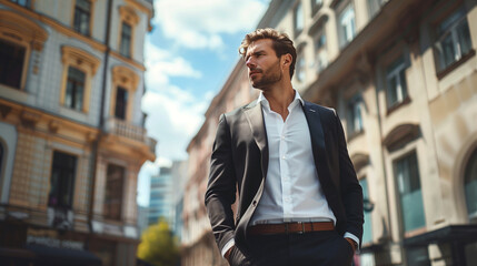 Fototapeta premium Portrait of handsome and smart businessman