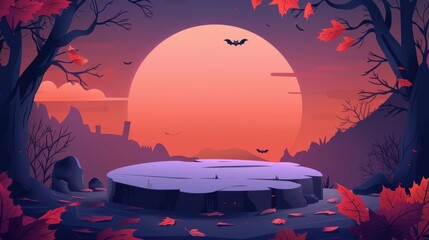 Halloween Night Forest Scene