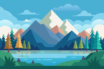 Fototapeta premium landscape with mountains and lake