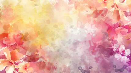 Watercolor background with flowers in abstract style with copy space. Floral Background for your design, business card, wedding invitation, stationery, greeting card, social media graphics