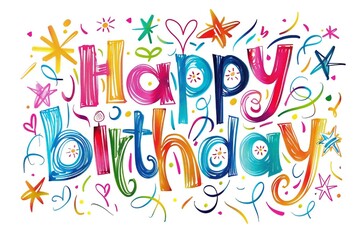 Happy birthday text art  isolated on white background Generative Ai