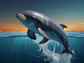 Fototapeta premium Free photo fun dolphin 3d illustration