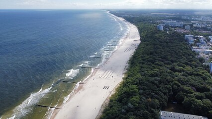 aerial view of beach in Kołobrzeg 