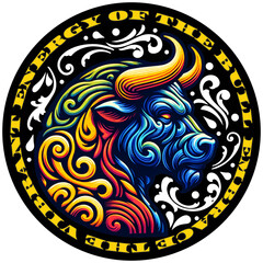 92 Modern Psychedelic Bull Animal - Aesthetic Streetwear Transparent Graphic T-Shirt Design