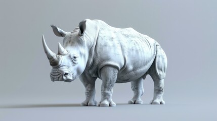 Fototapeta premium White Rhino Sculpture in Minimalist Setting