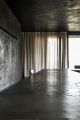 Elegant Minimalist Kitchen with Concrete Walls and Earth Tones
