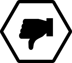 thumb down hexagon icon inverse