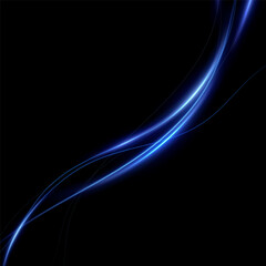 Abstract lines.Neon lines of speed and fast wind. effect of moving at the speed of light. Blue glow effect. Magic shiny line. Neon. Background.	
