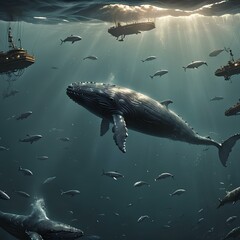 바다 속 흰수염 고래