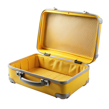 yellow empty suitcase isolated on white