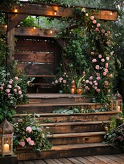 Fototapeta premium Incorporate rustic elements into the podium design 47 3 baking, baking cup, cake, color, cuisine, cupcake, dessert, food, furniture, giga, high-key, table, white, garden, flower, flowers, house, summe