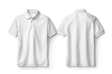 White polo t-shirt mockup, front and back view.