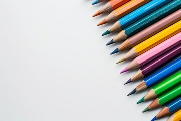 Colored Pencils on White Paper Background Generative Illustration